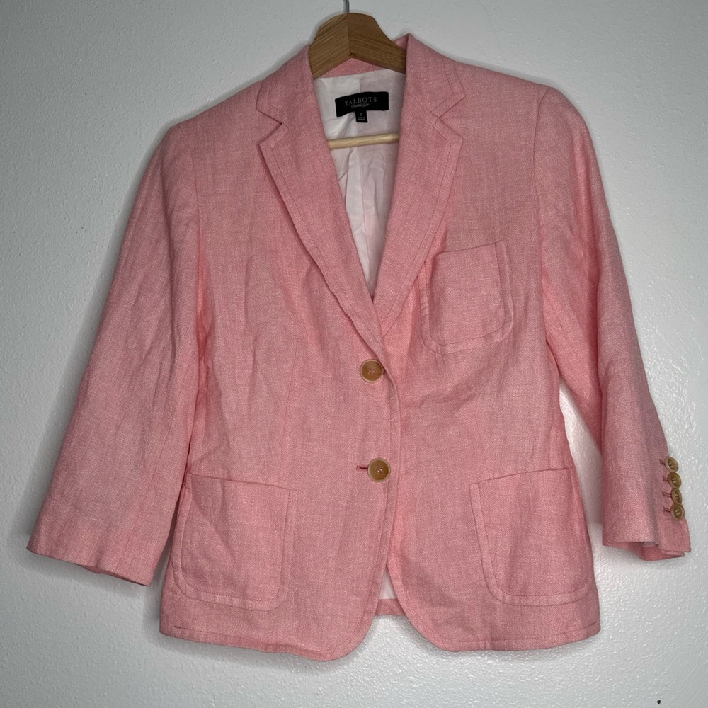 Talbots Soft Pink Linen-Blend Tailored Blazer size 2 NWOT - Picture 4 of 12